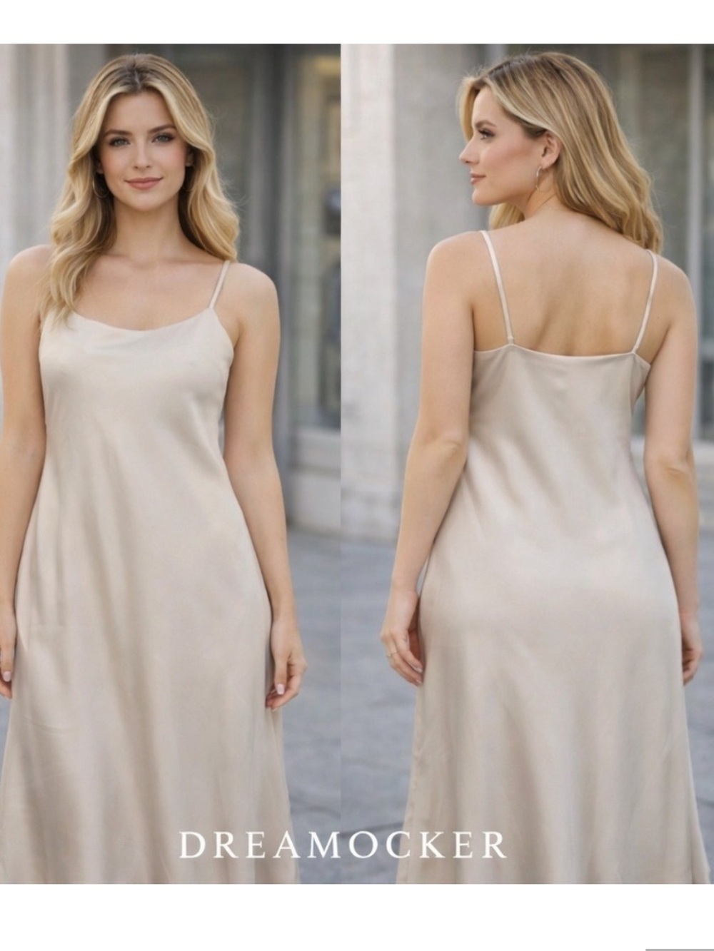 Cupcakes and Cashmere | Satin Slip Maxi Dress in Champagne M